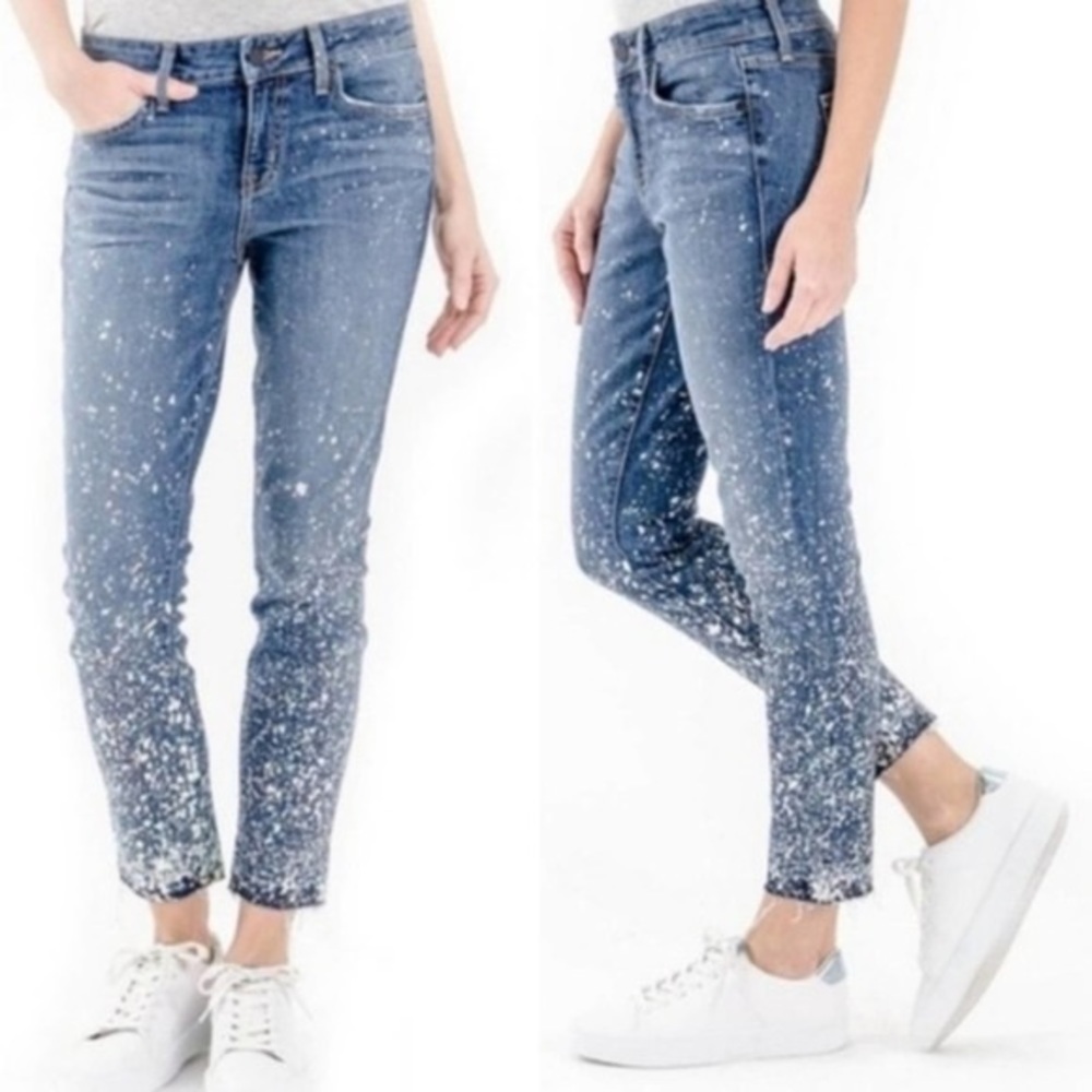 Level 99 for Evereve Amber Slouchy Skinny Jeans Galaxy Splatter Print Size 26 - Picture 3 of 14